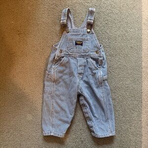 Vintage 1980s 1990s OshKosh B'gosh Railway Stripe Overalls Baby 18m